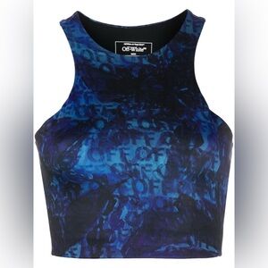 Off-White all-over logo-print crop top, Size Smalll, $449